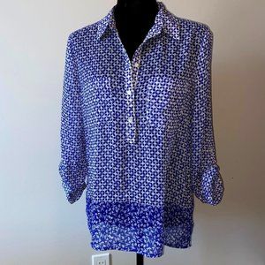 Joe Fresh Semi Sheer blue & White Shirt Medium